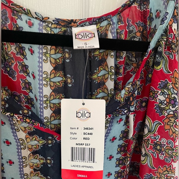 Bila Red and Blue Bohemian Blouse - Picture 3 of 8